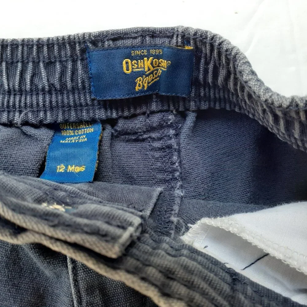 Oshkosh Boys Shorts Navy Cargo Elastic Waist Size 12 Months